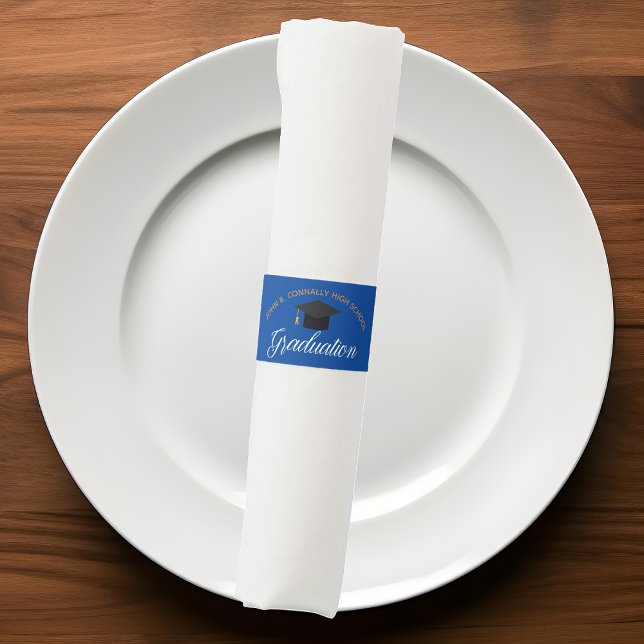 Custom Royal Blue Graduation Party Napkin Bands (Creator Uploaded)