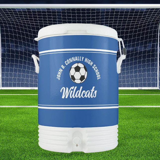 Custom Royal Blue High School Soccer Team Beverage Cooler (Creator Uploaded)