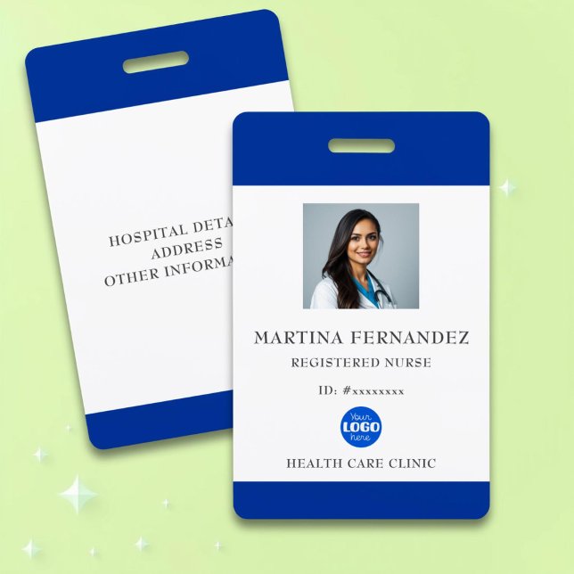 Custom Royal Blue Medical Hospital Employee Photo Badge (Creator Uploaded)