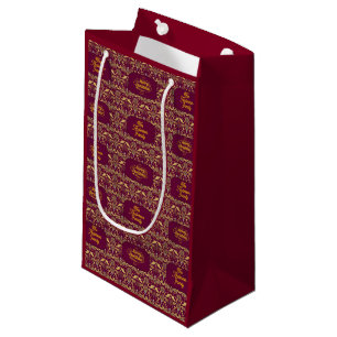 Custom Royal Burgundy & Gold Ornate Luxury Small Gift Bag