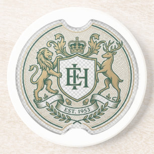 Custom Royal Coat of Arms Car Coaster Vintage Mo