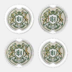 Custom Royal Coat of Arms Car Coaster Vintage Mo Set