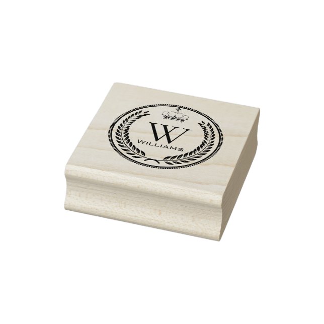 Custom Royal Crown Seam Monogram Rubber Stamp (Stamp)