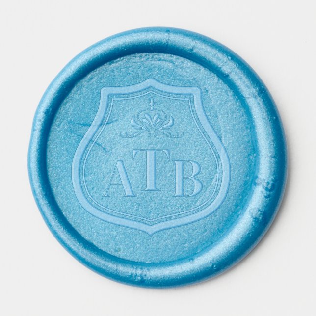 Custom Royal Crown Triple Monogram Wedding Wax Seal Sticker (Front)