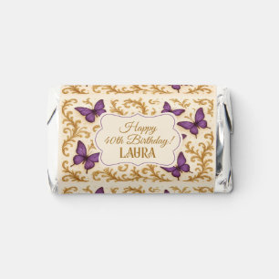 Custom Royal Gold Purple Butterfly Birthday Candy Hershey's Miniatures