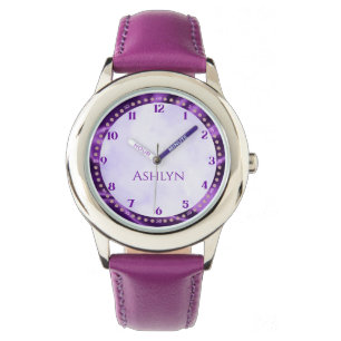 Custom Royal Lilac Sparkling Kids Learning Watch
