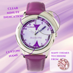 Custom Royal Lilac Sparkling Kids Learning Watch