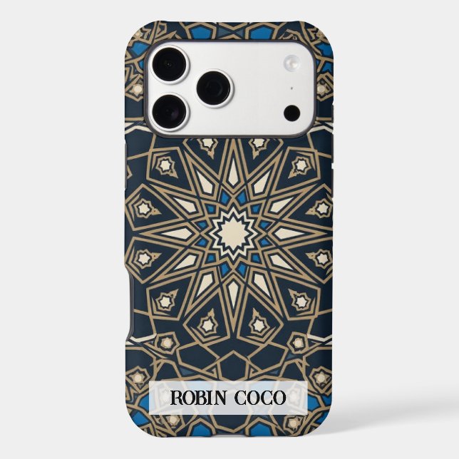 Custom Royal Midnight Gold Geometric Mosaic Case-Mate iPhone Case (Back)