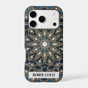 Custom Royal Midnight Gold Geometric Mosaic iPhone 17 Pro Case
