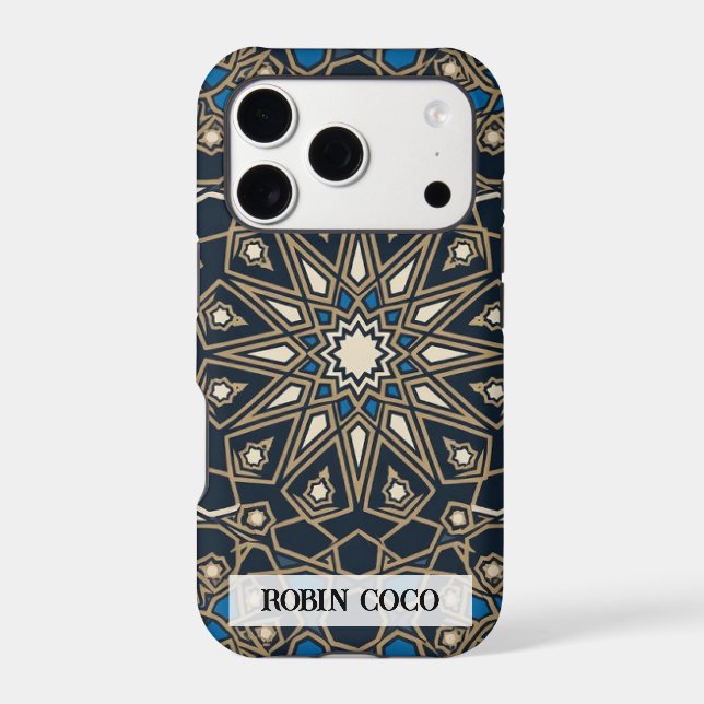 Custom Royal Midnight Gold Geometric Mosaic iPhone Case (Back)