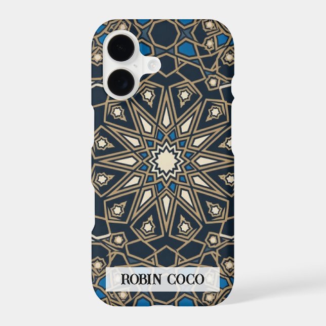 Custom Royal Midnight Gold Geometric Mosaic iPhone Case (Back)