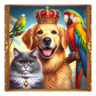 Custom Royal Pet Portrait Noble Digital Art Photo Print