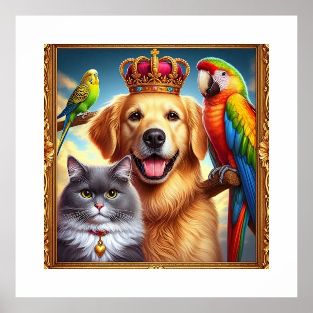 Custom Royal Pet Portrait  Noble Digital Art  Poster (Front)