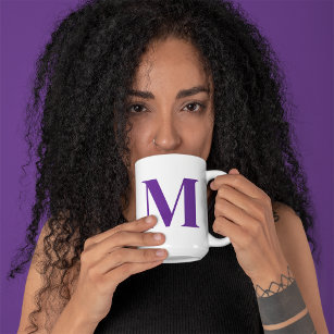 Custom Royal Purple Letter Personalized Initial Coffee Mug
