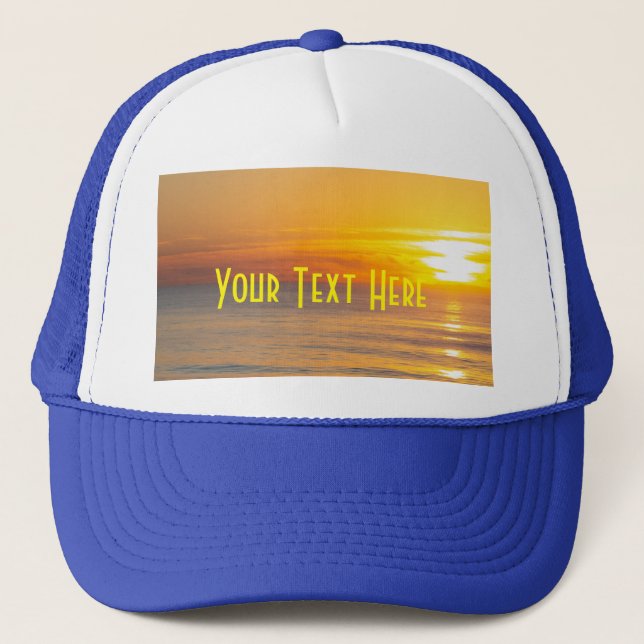 Custom Royal Sun rise Image Your Text Here Text Trucker Hat (Front)