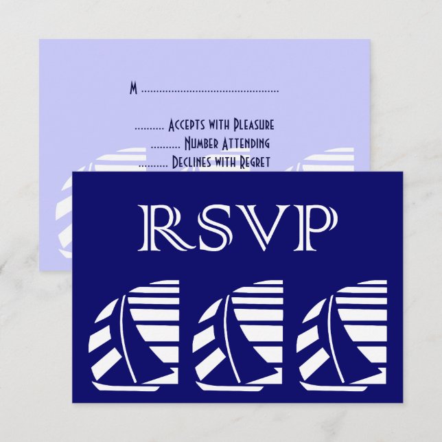 Custom RSVP Blue White Sailboats Response Invitation (Front/Back)
