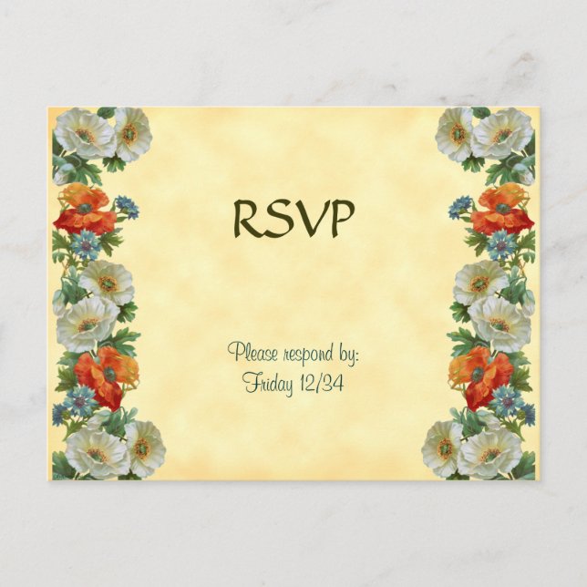 Custom RSVP Poppies Cornflowers Postcard (Front)