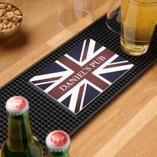 Custom rubber bar mat with British Union Jack flag