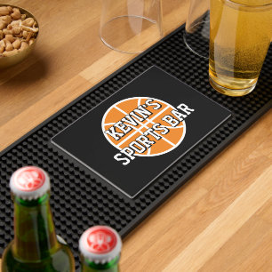 Custom rubber sports bar mat with basketball logo