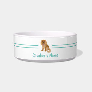 Custom Ruby Cavalier King Charles Spaniel Dog Bowl