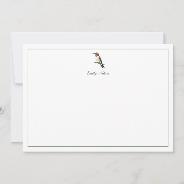 Custom Ruby-throated Hummingbird Note Card (Front)