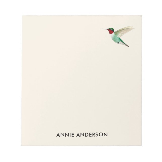 Custom Ruby-throated Hummingbird Notepad (Front)