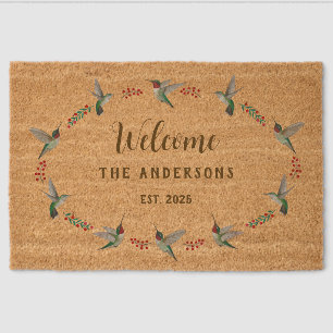 Custom Ruby-throated Hummingbirds Fiber Doormat