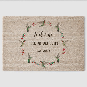 Custom Ruby-throated Hummingbirds Fiber Doormat