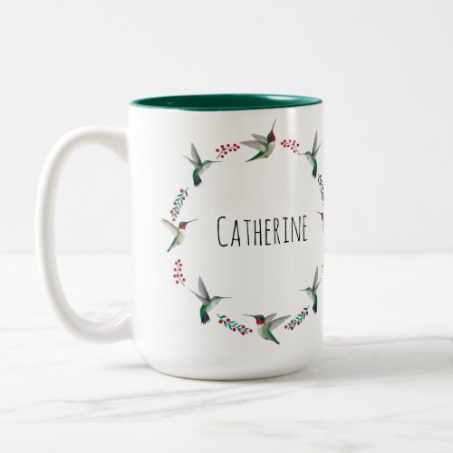 Custom Ruby_throated Hummingbirds Two_Tone Coffee Mug