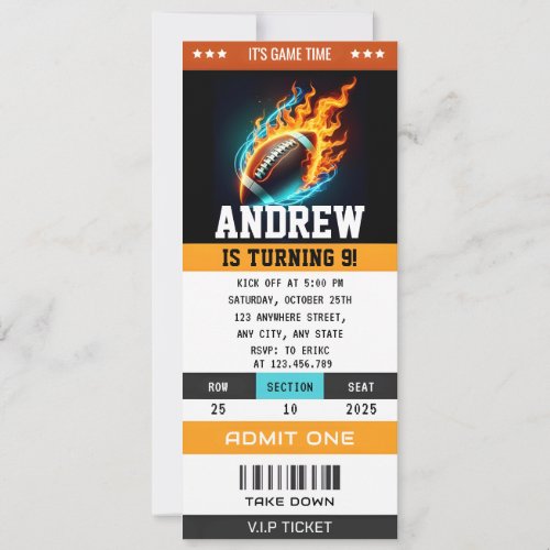 Custom Rugby Birthday Ticket Invitation