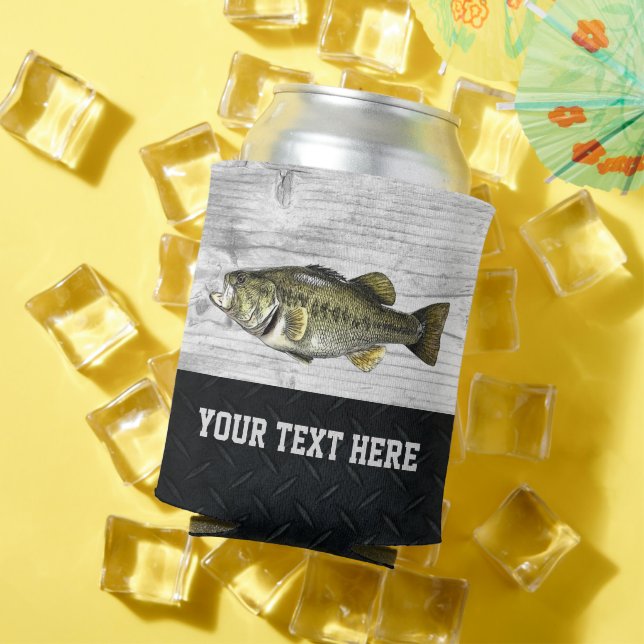 Custom Rugged Largemouth Bass Fishing Cool Angler  Can Cooler (In Situ Summer)