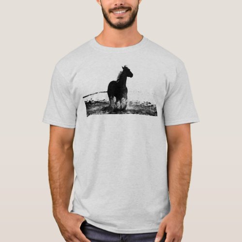 Custom Running Horse Front  Back Design Mens T_Shirt