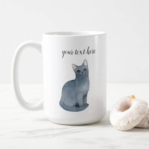 Custom Russian Blue Cat Breed Coffee Mug Gift