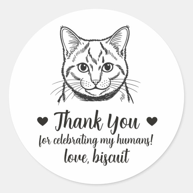 Custom Russian Blue Cat Wedding Favor Stickers (Front)