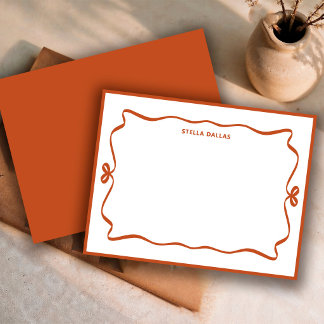 Custom Rust Doodle Border Frame Minimal Personal Note Card