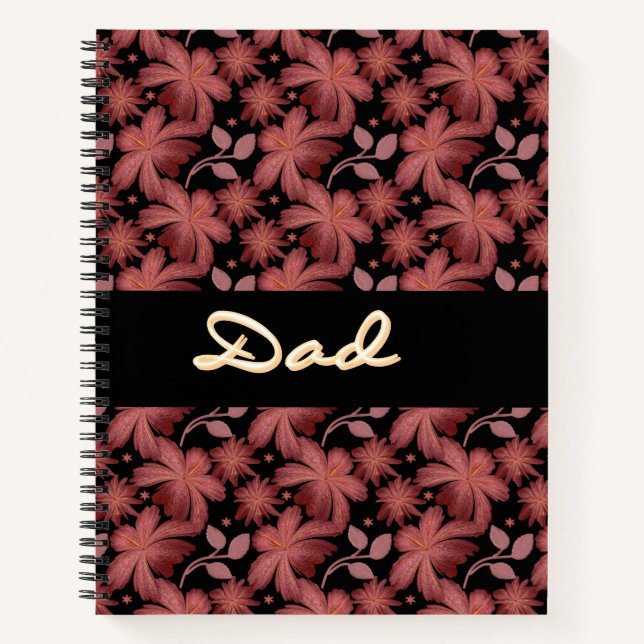 Custom Rust Floral Seamless Pattern  Throw Pillow Notebook (Front)