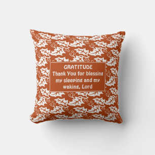 Custom Rust Orange GRATITUDE Throw Pillow