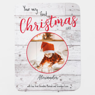 Custom Rustic Baby's first Christmas gift Baby Blanket