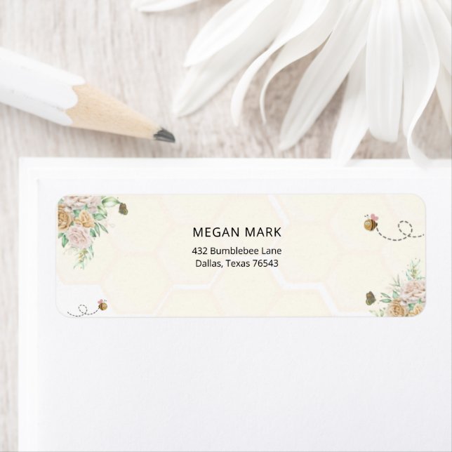 Custom Rustic Bee-Themed Floral Honeycomb Label (Insitu)