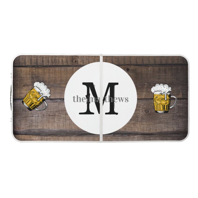 Custom Rustic Beer Create Your Own Monogrammed Beer Pong Table (Top)