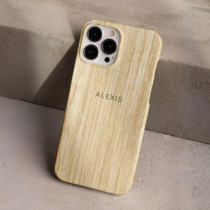 Custom Rustic Beige Faux Wooden Personalized iPhone 16 Pro Case