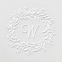 Custom Rustic Berry Twig Leaves Wedding Monogram Embosser