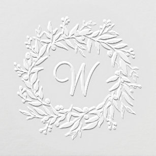 Custom Rustic Berry Twig Leaves Wedding Monogram Embosser