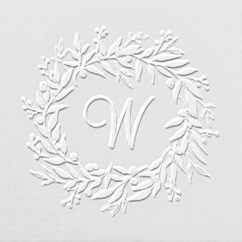 Custom Rustic Berry Twig Leaves Wedding Monogram Embosser by labellarue at Zazzle