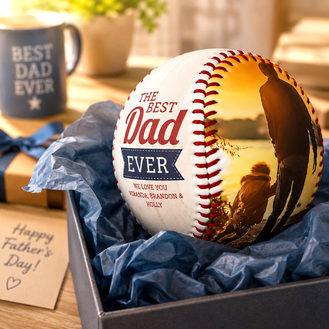 Custom Rustic Best Dad Ever Father`s Day Photo Baseball (Creator Uploaded)