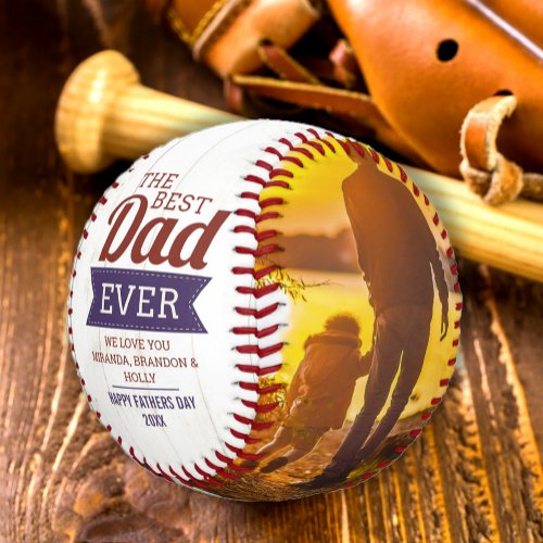 Custom Rustic Best Dad Ever Fathers Day Photo Baseball