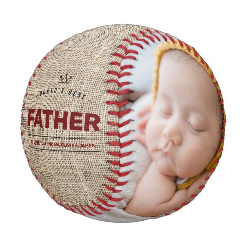 Custom Rustic Best Dad Fathers Day 2 Photo Collage Baseball