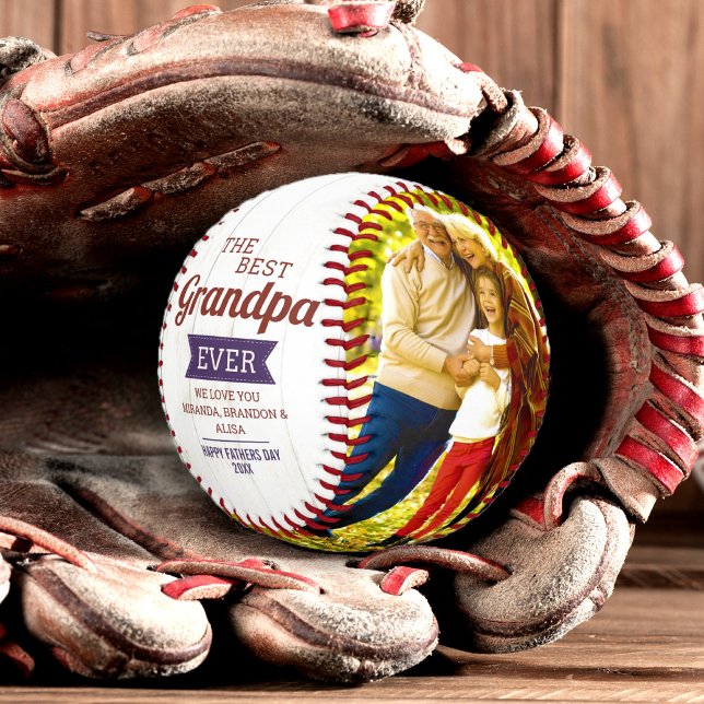 Custom Rustic Best Grandpa Ever Father`s Day Photo Baseball (Creator Uploaded)