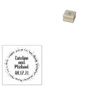 Custom Rustic Botanical Country Wreath Wedding Rubber Stamp (Stamped)