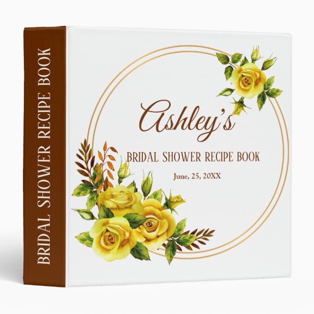 Custom Rustic Bridal Shower Recipe Book 3 Ring Binder (Front/Spine)